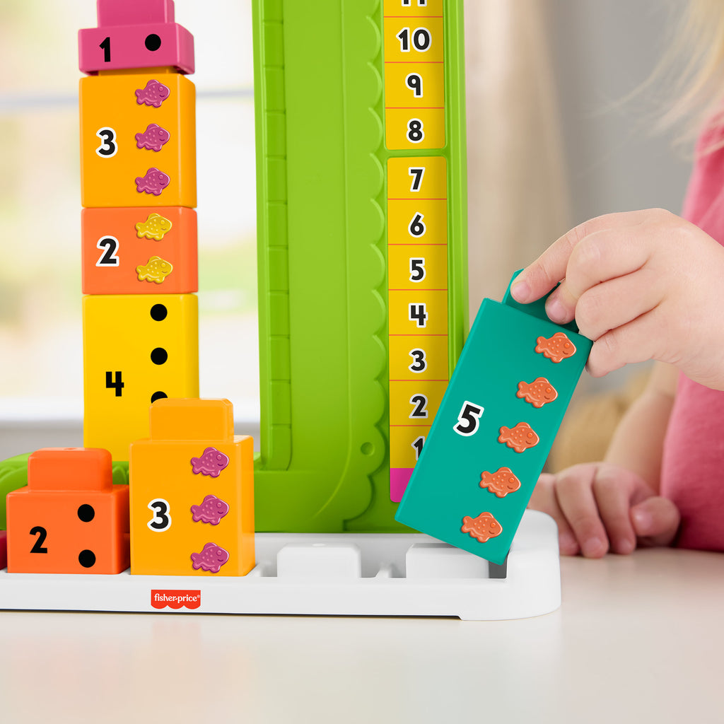 Matematikçi Timsah, okul öncesi çağdaki çocuklar için eğitici oyuncak ve üst üste dizilebilir 10 blok