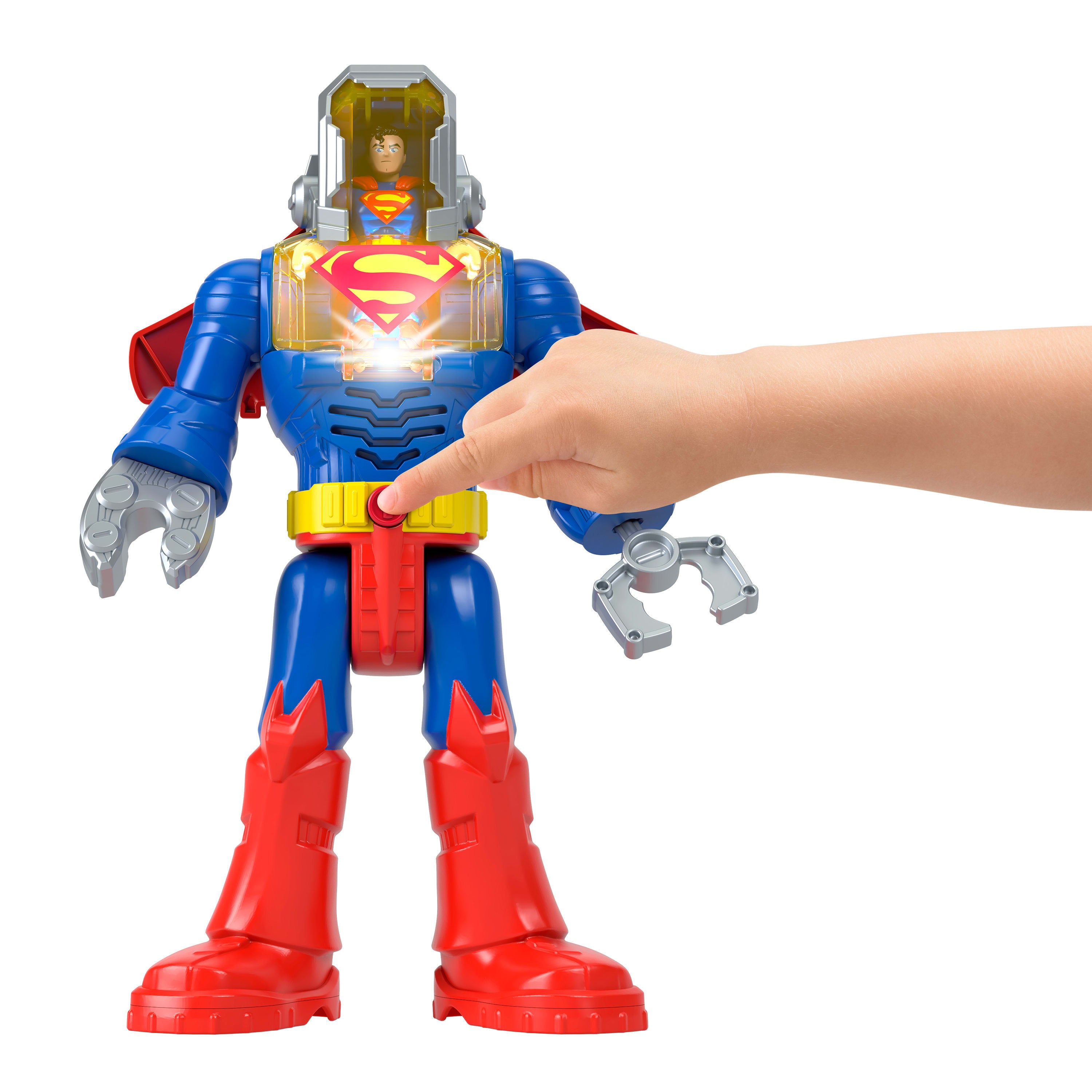 Imaginext DC Super Friends Superman Insider ve Exo Kostümü, ışıklı ve sesli robot, 6 parça