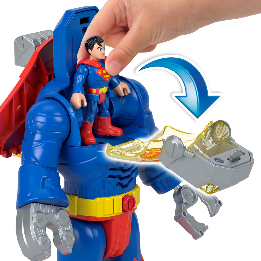 Imaginext DC Super Friends Superman Insider ve Exo Kostümü, ışıklı ve sesli robot, 6 parça