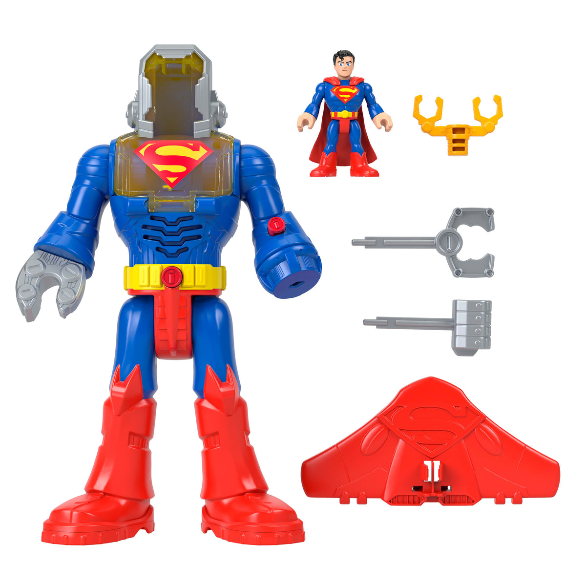 Imaginext DC Super Friends Superman Insider ve Exo Kostümü, ışıklı ve sesli robot, 6 parça