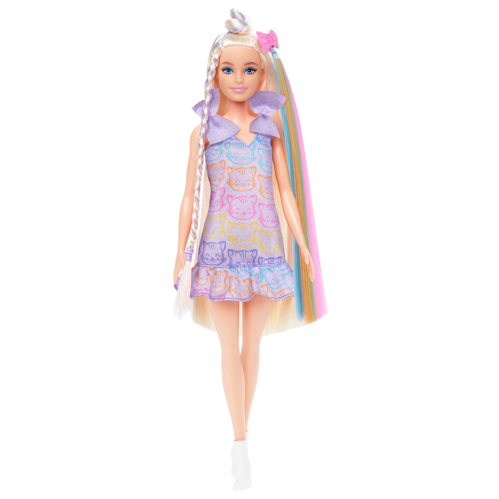 Barbie Upuzun Muhteşem Saçlı Bebekler serisi bebek ve aksesuarları, 2 farklı kombiniyle upuzun saçlı sarışın bebek