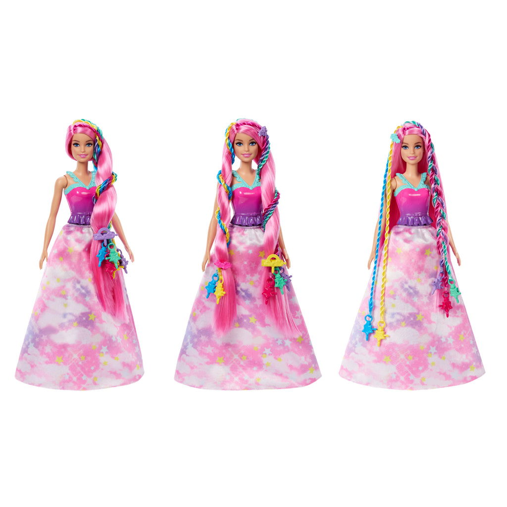 Barbie Dreamtopia Örgü Saçlı bebek ve saç örme aracı dahil aksesuarlar