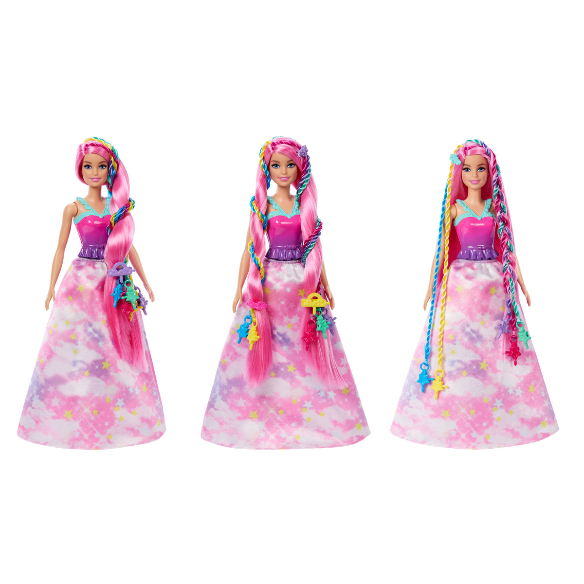 Barbie Dreamtopia Örgü Saçlı bebek ve saç örme aracı dahil aksesuarlar