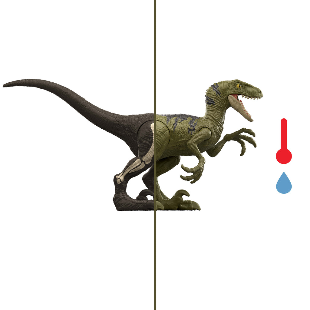 Ilık suda süslemeleri ortaya çıkan ve renk değiştiren Jurassic World Dino Reveal - Sürpriz Dinozor Figürleri