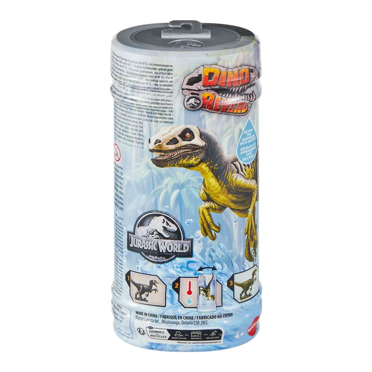 Ilık suda süslemeleri ortaya çıkan ve renk değiştiren Jurassic World Dino Reveal - Sürpriz Dinozor Figürleri