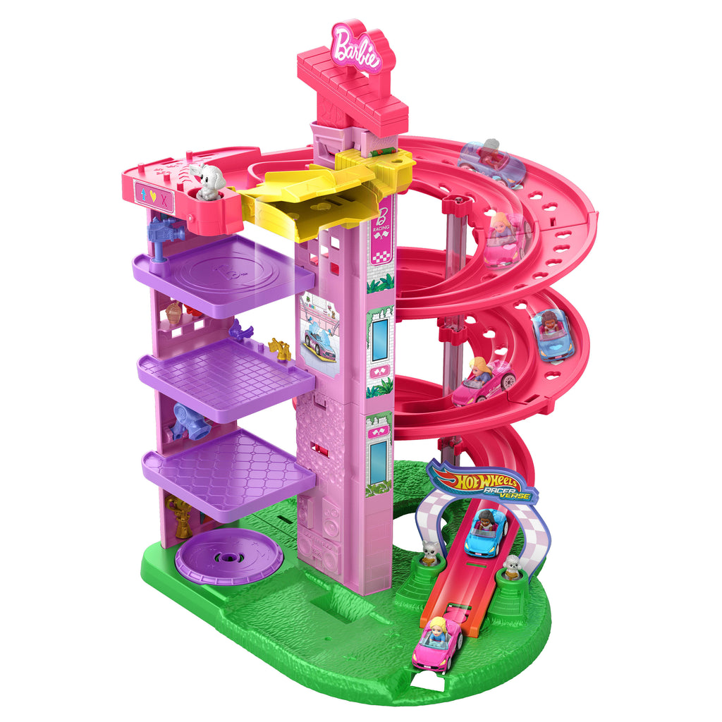 Hot Wheels® Racerverse Barbie Oyun Seti, Barbie "Malibu" ve Barbie "Brooklyn" ile oyuncak arabalar