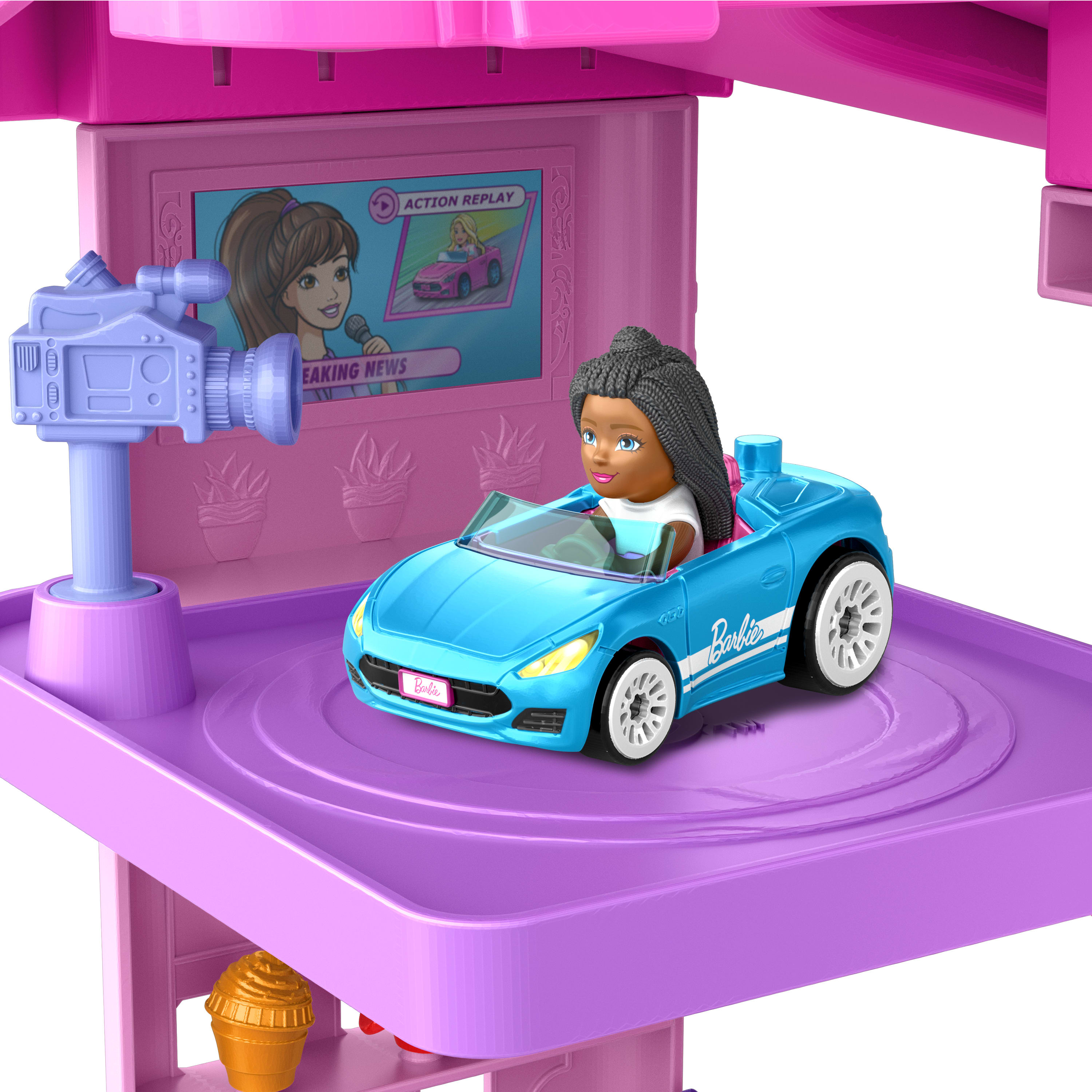 Hot Wheels® Racerverse Barbie Oyun Seti, Barbie "Malibu" ve Barbie "Brooklyn" ile oyuncak arabalar