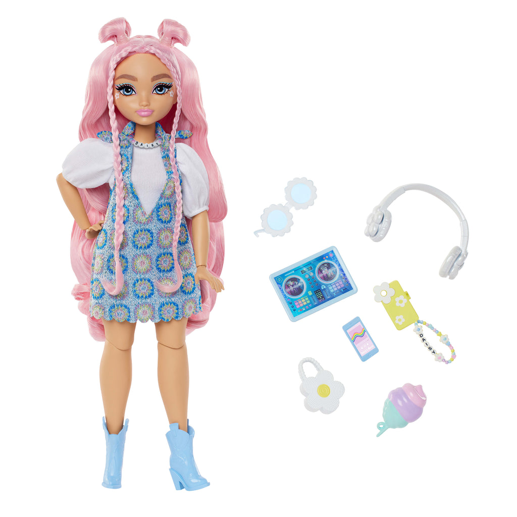 Barbie Rüya Arkadaşlar Daisy Jean bebek ile DJ ve müzik temalı 9 aksesuar