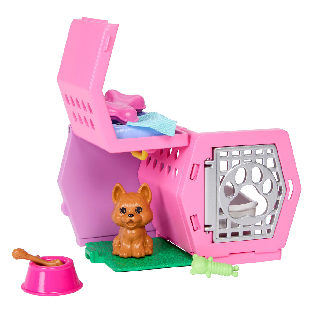 BARBIE Chelsea® Köpekçiğin Taşıma Çantası oyun seti, küçük bebek, taşıma çantası ve köpek aksesuarları