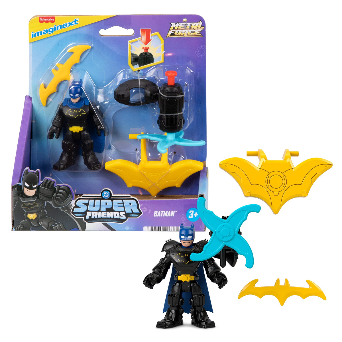 Fisher-Price Imaginext DC Super Friends Metal Force aksiyon figürü ve aksesuar seti (Stiller çeşitlilik gösterebilir)
