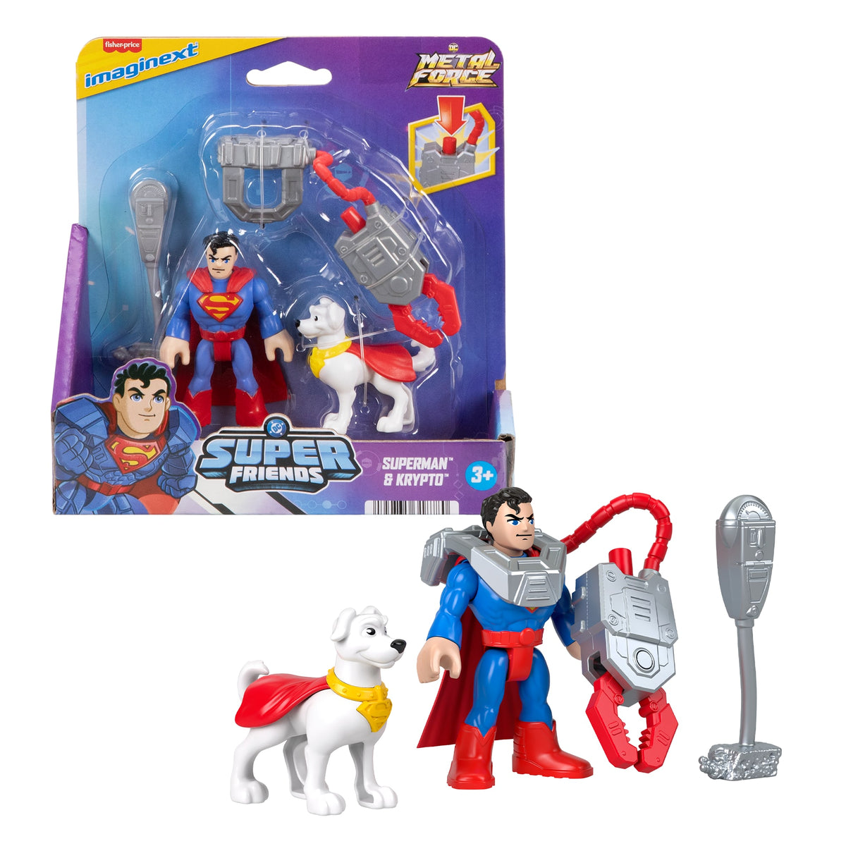 Fisher-Price Imaginext DC Super Friends Metal Force aksiyon figürü ve aksesuar seti (Stiller çeşitlilik gösterebilir)
