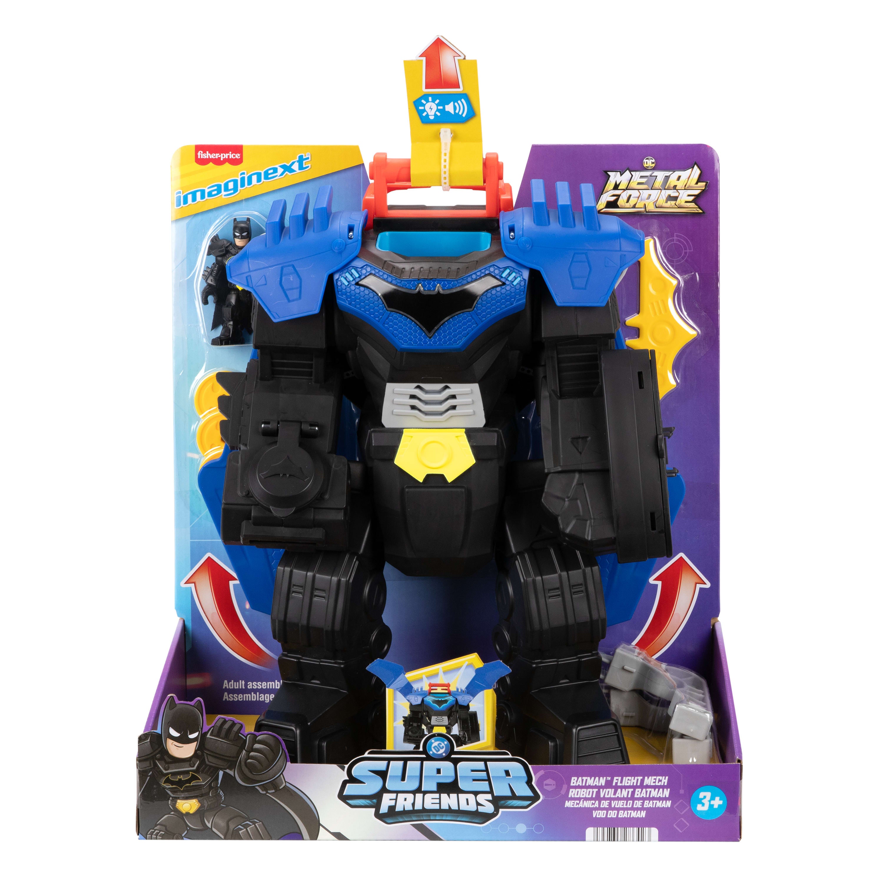 Işıklı ve sesli Fisher-Price Imaginext DC Super Friends Batman Uçuş Aracı oyuncağı ve aksiyon figürü