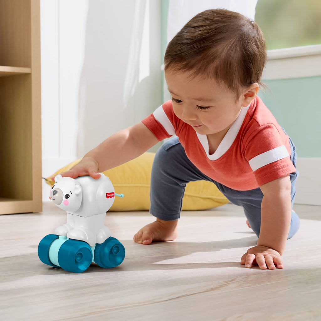 Fisher-Price emeklemeye yardımcı kutup ayısı, duyusal gelişimi destekleyen ayrıntılar içeren emeklemeye yönelik bebek aktivite oyuncağı