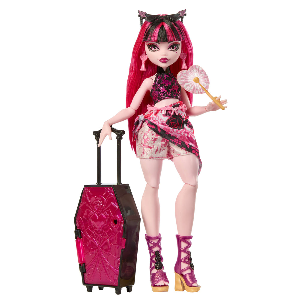 Monster High Gizemli Arkadaşlar Muhteşem Tatil oyun seti, Draculaura bebek ve aksesuarlar