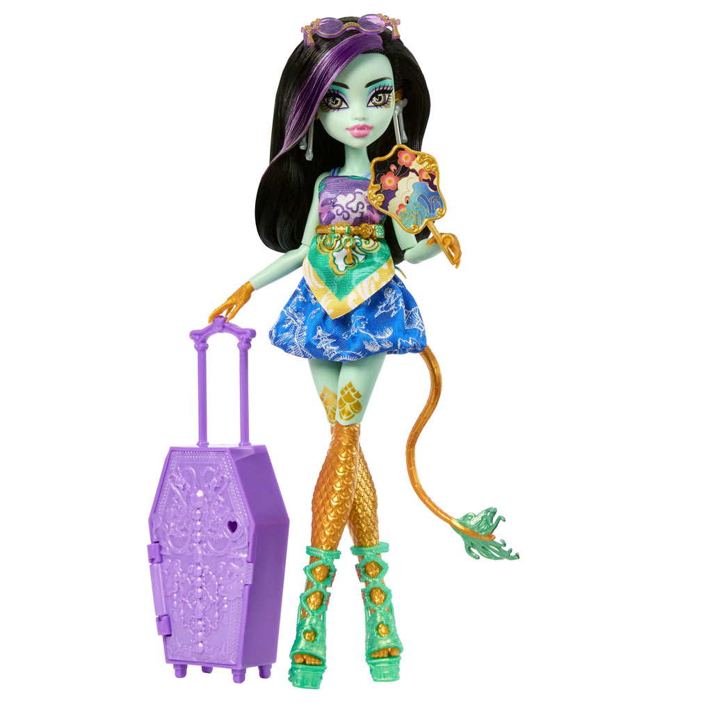 Monster High Gizemli Arkadaşlar Muhteşem Tatil oyun seti, Jinafire Long bebek ve aksesuarlar