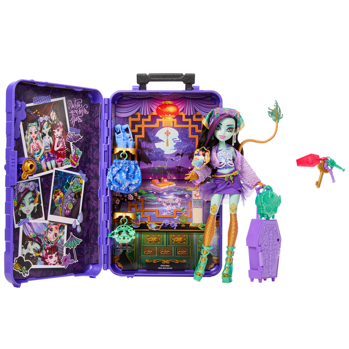 Monster High Gizemli Arkadaşlar Muhteşem Tatil oyun seti, Jinafire Long bebek ve aksesuarlar