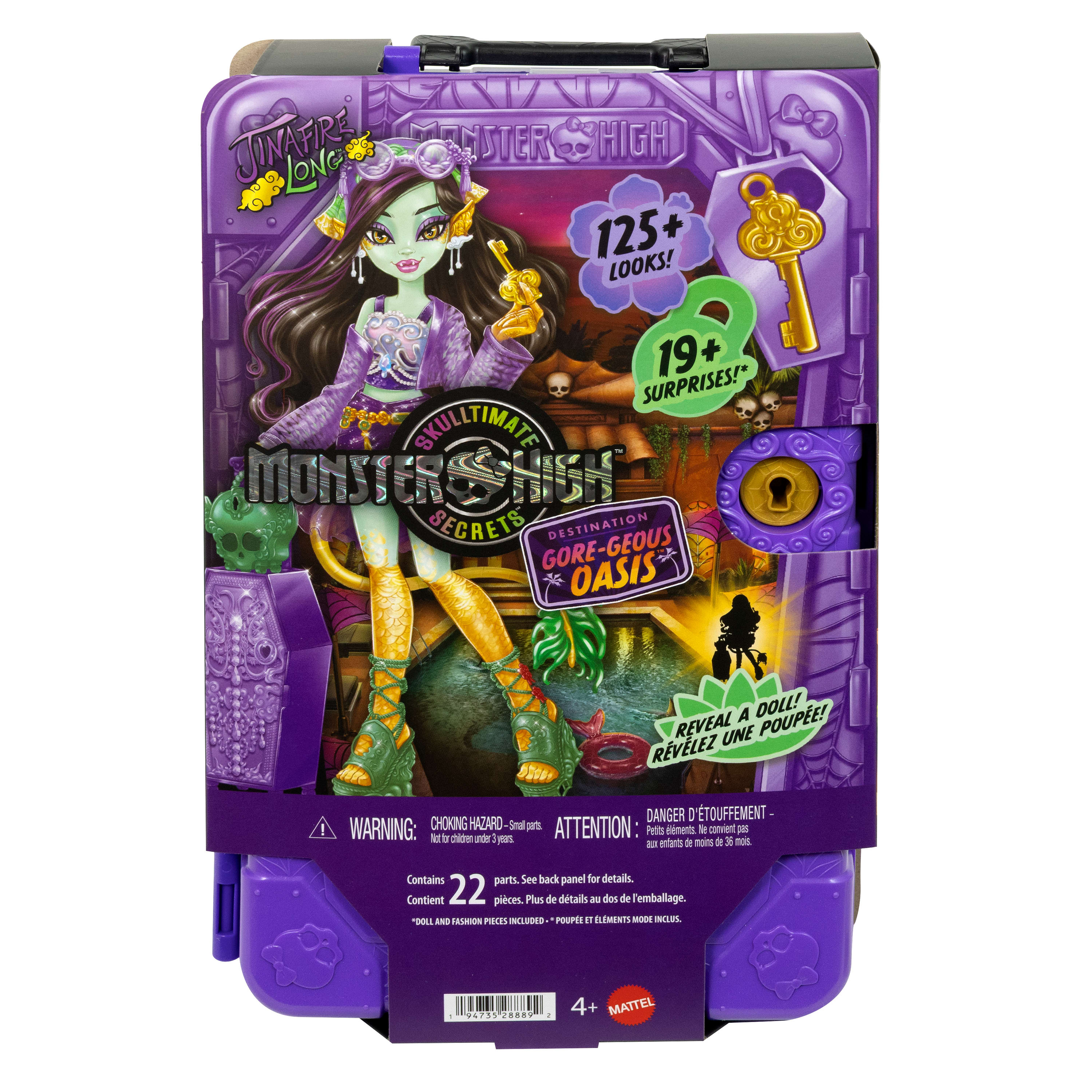 Monster High Gizemli Arkadaşlar Muhteşem Tatil oyun seti, Jinafire Long bebek ve aksesuarlar
