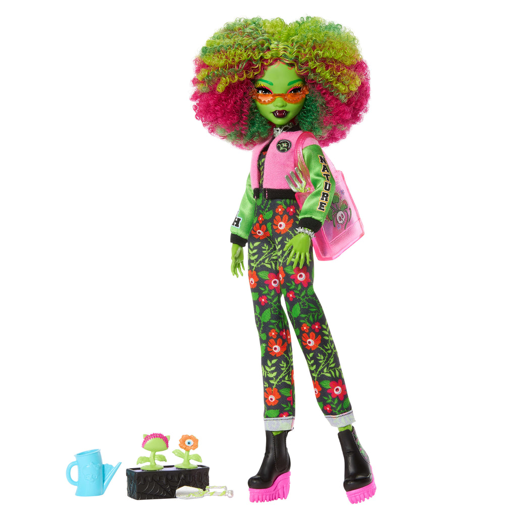 Yıllık ve çevre kulübü aksesuarları ile Monster High Gizemli Yıllık Venus McFlytrap bebek