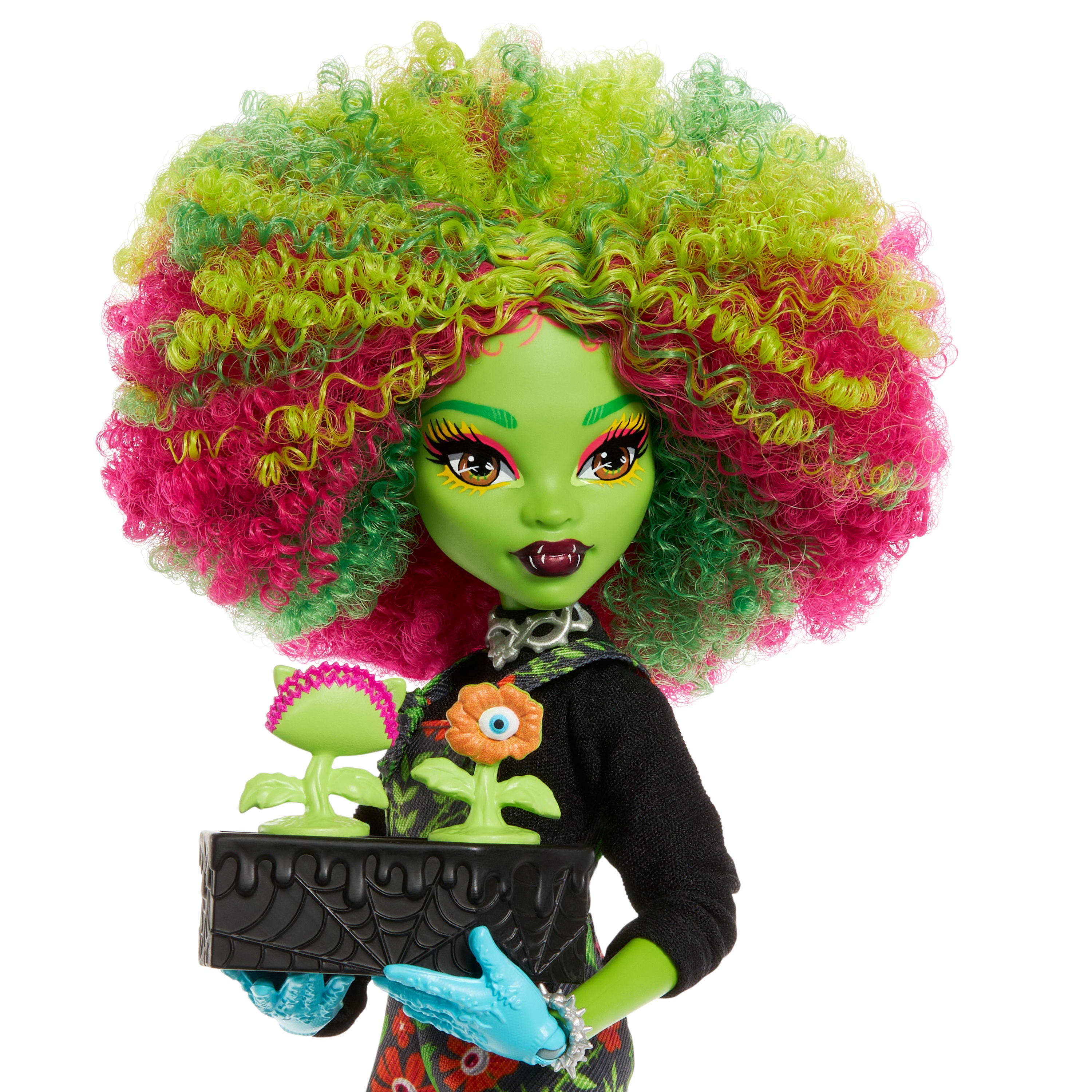 Yıllık ve çevre kulübü aksesuarları ile Monster High Gizemli Yıllık Venus McFlytrap bebek