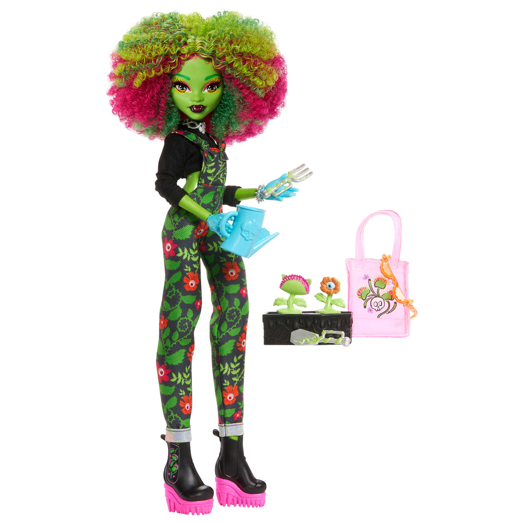 Yıllık ve çevre kulübü aksesuarları ile Monster High Gizemli Yıllık Venus McFlytrap bebek