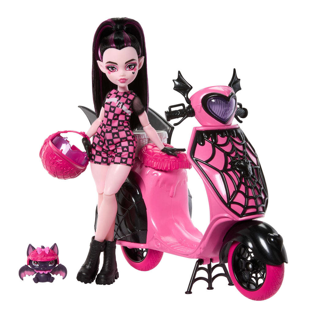 Monster High Motosiklet, Draculaura bebek ve Count Fabulous seti