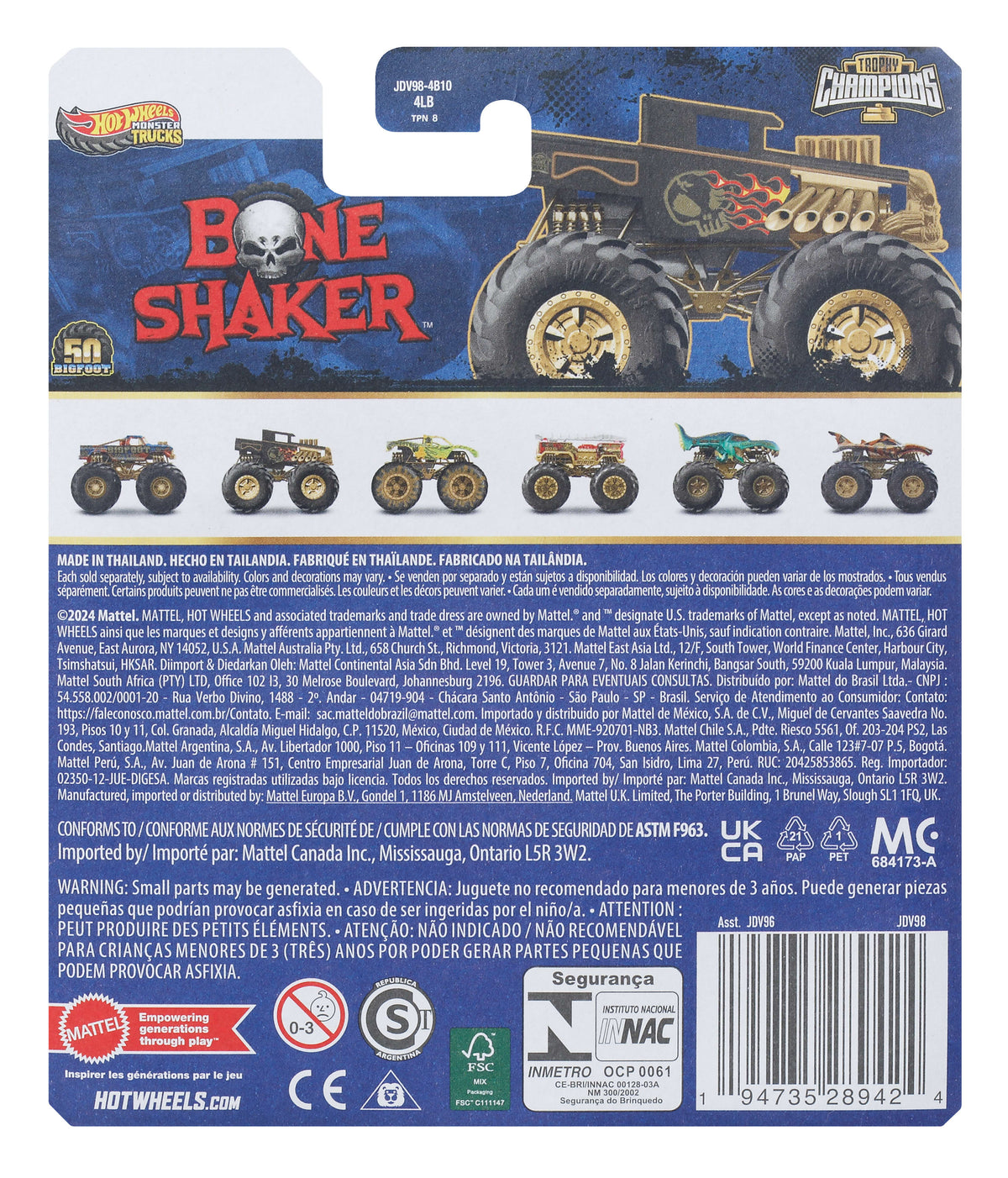 Hot Wheels® Monster Trucks Bigfoot Trophy Şampiyonları Tekli Arabalar 1:64 ölçekli üst düzey metal araç ve kupa (Stiller çeşitlilik gösterebilir)