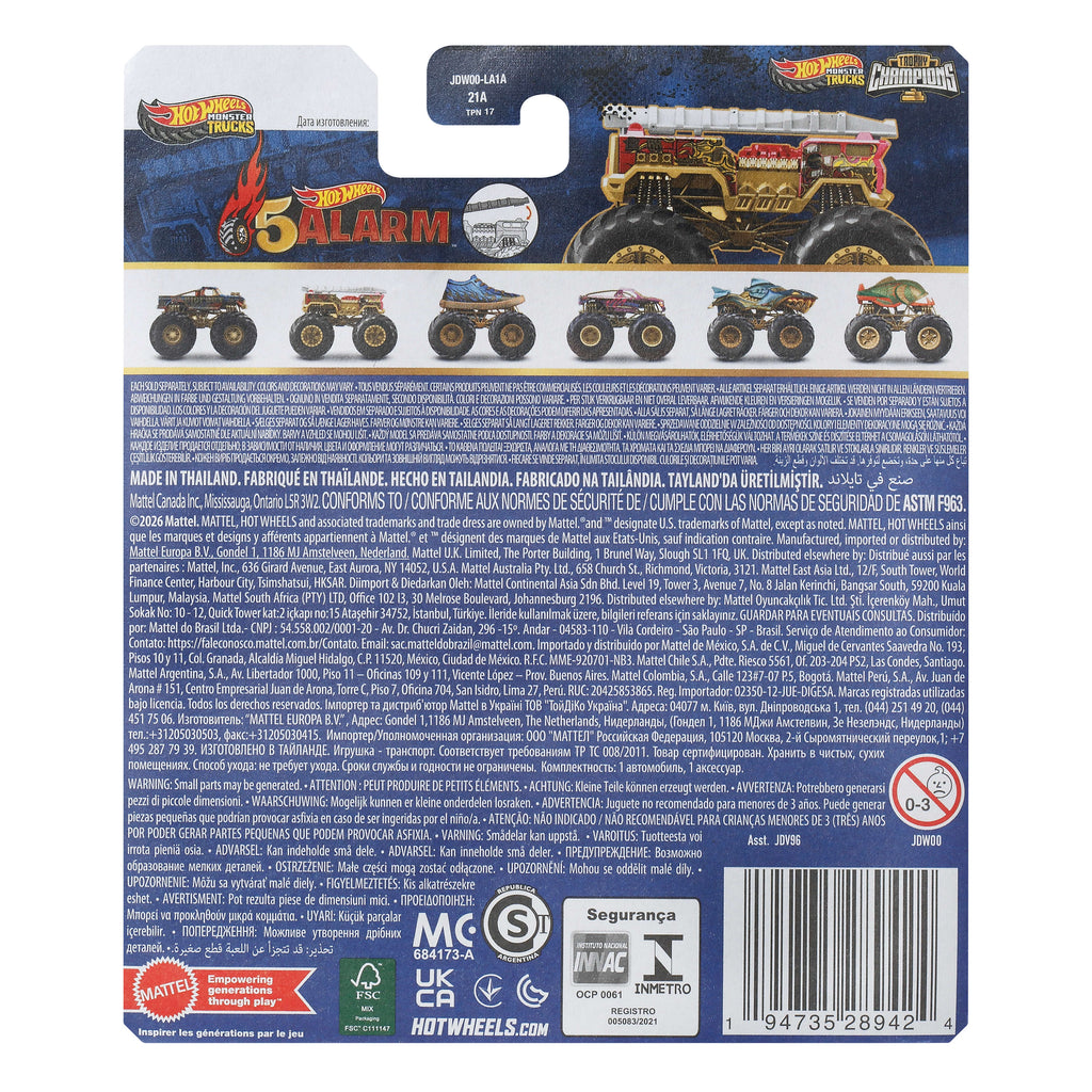 Hot Wheels® Monster Trucks Bigfoot Trophy Şampiyonları Tekli Arabalar 1:64 ölçekli üst düzey metal araç ve kupa (Stiller çeşitlilik gösterebilir)