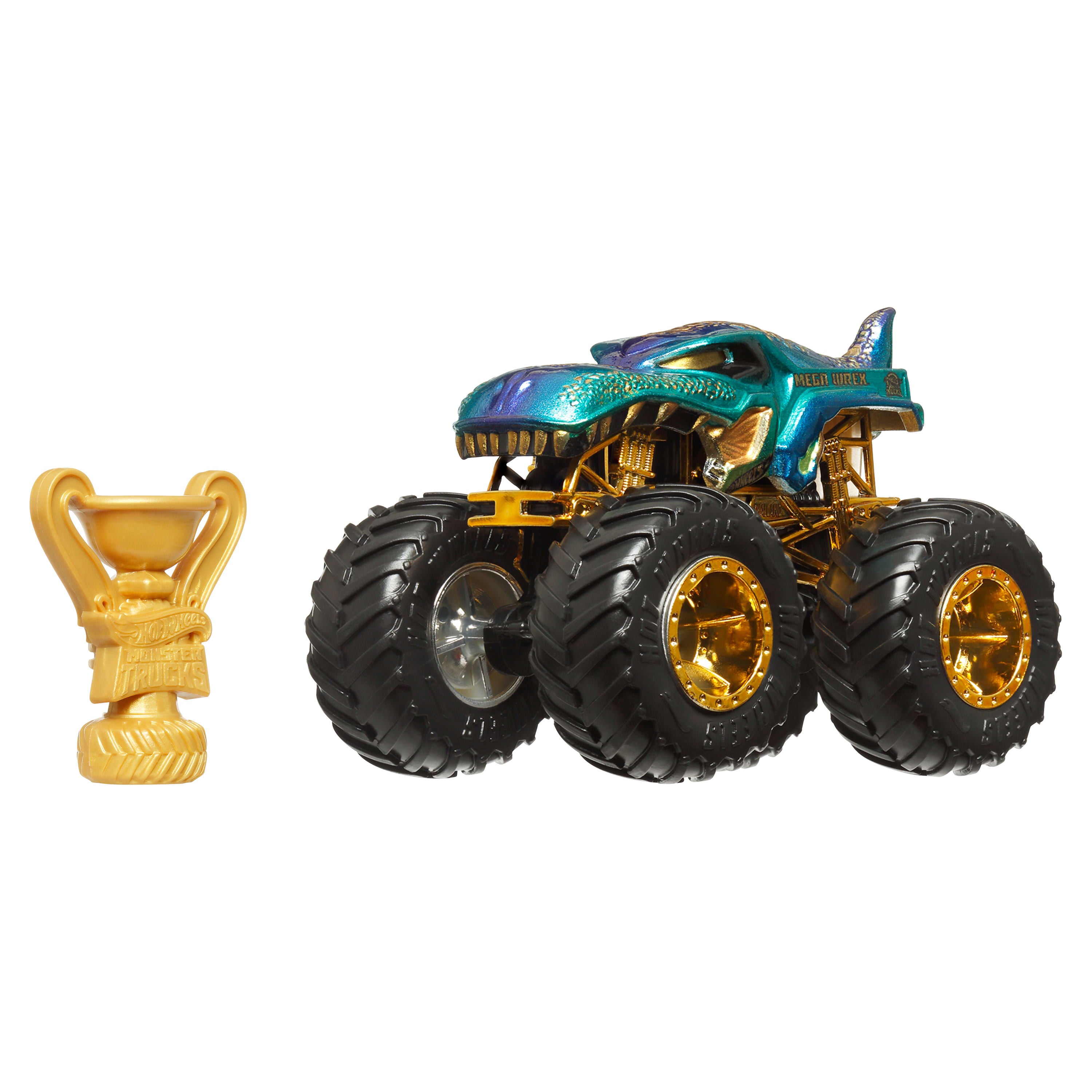 Hot Wheels® Monster Trucks Bigfoot Trophy Şampiyonları Tekli Arabalar 1:64 ölçekli üst düzey metal araç ve kupa (Stiller çeşitlilik gösterebilir)