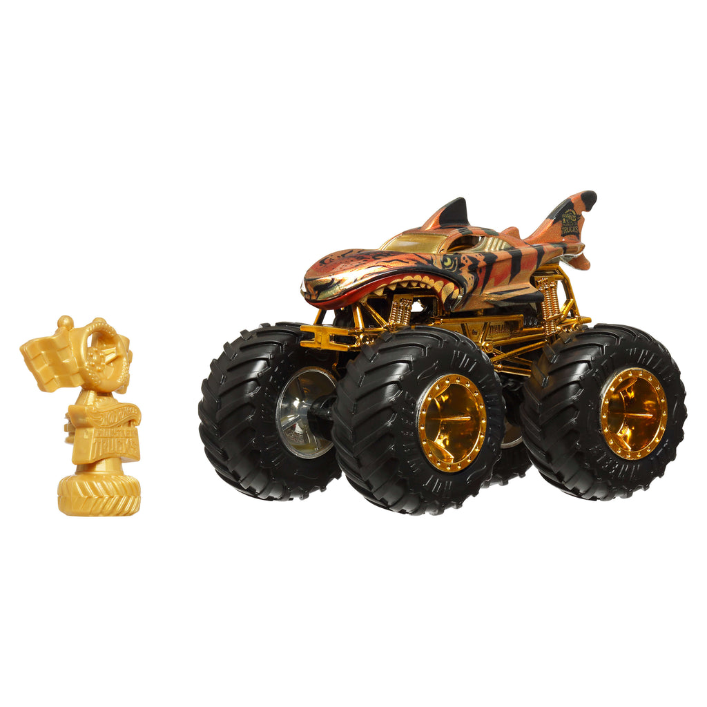 Hot Wheels® Monster Trucks Bigfoot Trophy Şampiyonları Tekli Arabalar 1:64 ölçekli üst düzey metal araç ve kupa (Stiller çeşitlilik gösterebilir)