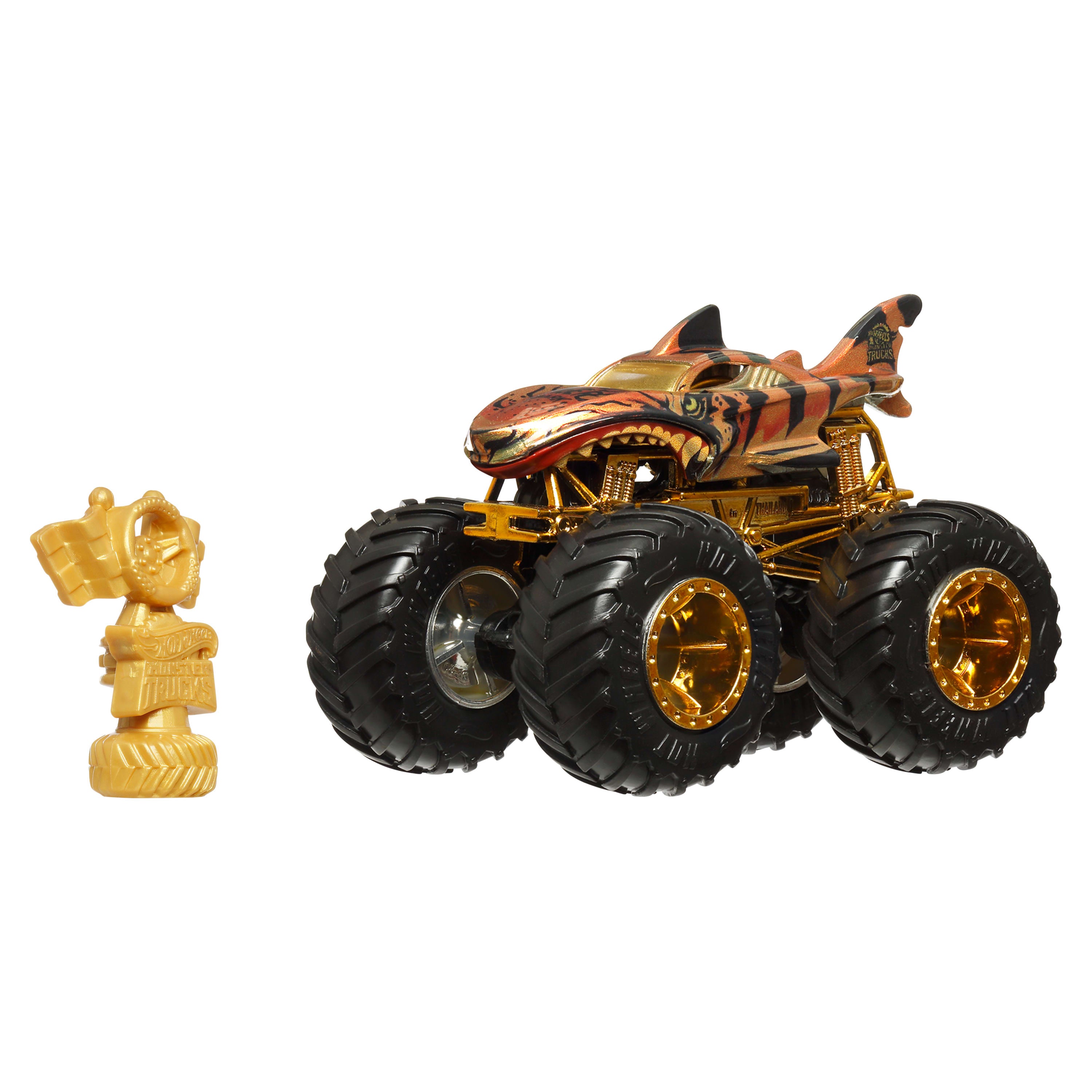 Hot Wheels® Monster Trucks Bigfoot Trophy Şampiyonları Tekli Arabalar 1:64 ölçekli üst düzey metal araç ve kupa (Stiller çeşitlilik gösterebilir)