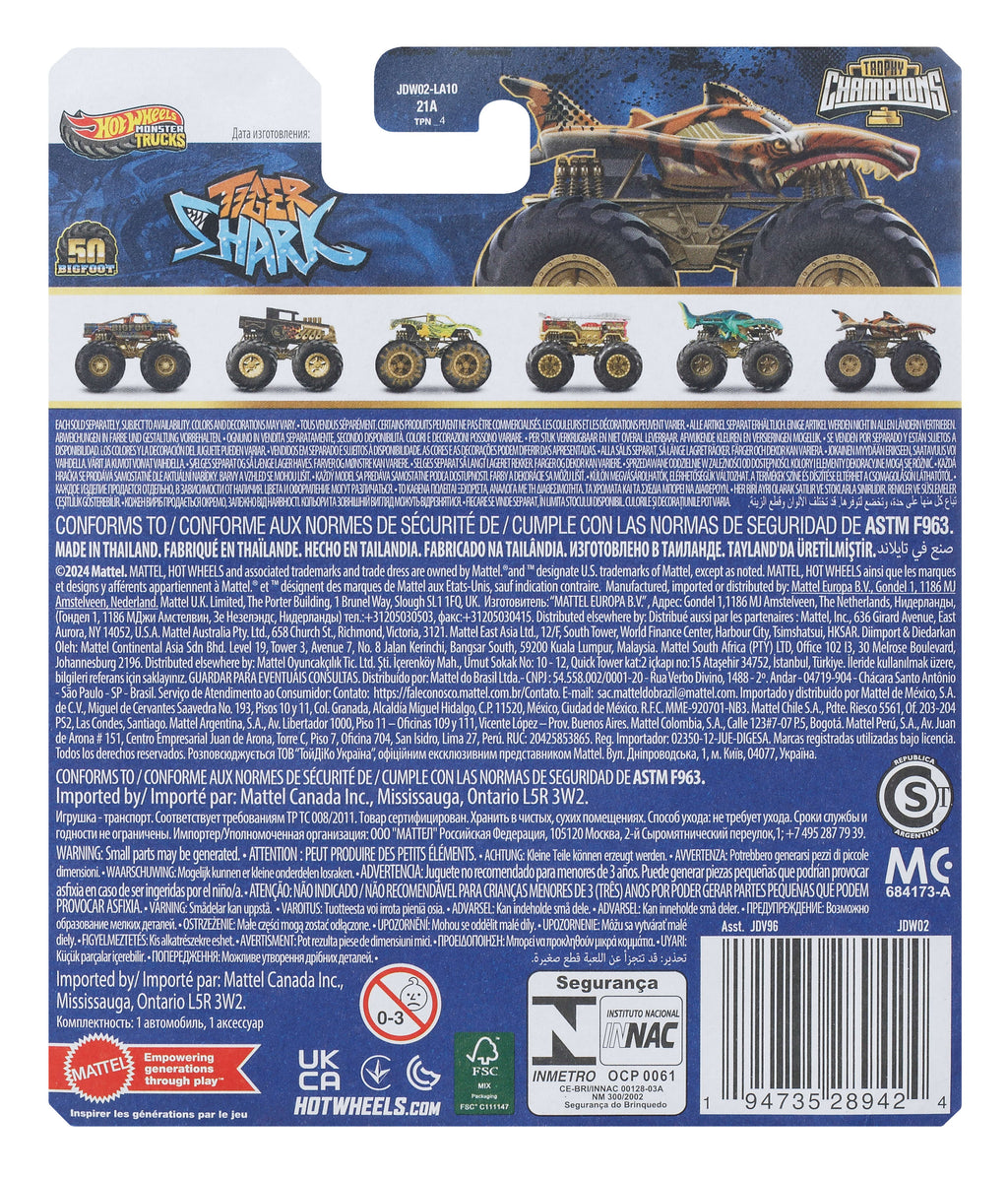 Hot Wheels® Monster Trucks Bigfoot Trophy Şampiyonları Tekli Arabalar 1:64 ölçekli üst düzey metal araç ve kupa (Stiller çeşitlilik gösterebilir)