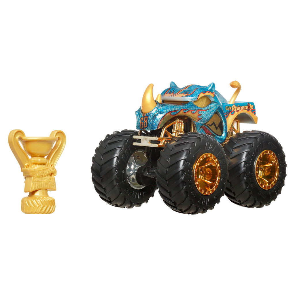 Hot Wheels® Monster Trucks Bigfoot Trophy Şampiyonları Tekli Arabalar 1:64 ölçekli üst düzey metal araç ve kupa (Stiller çeşitlilik gösterebilir)