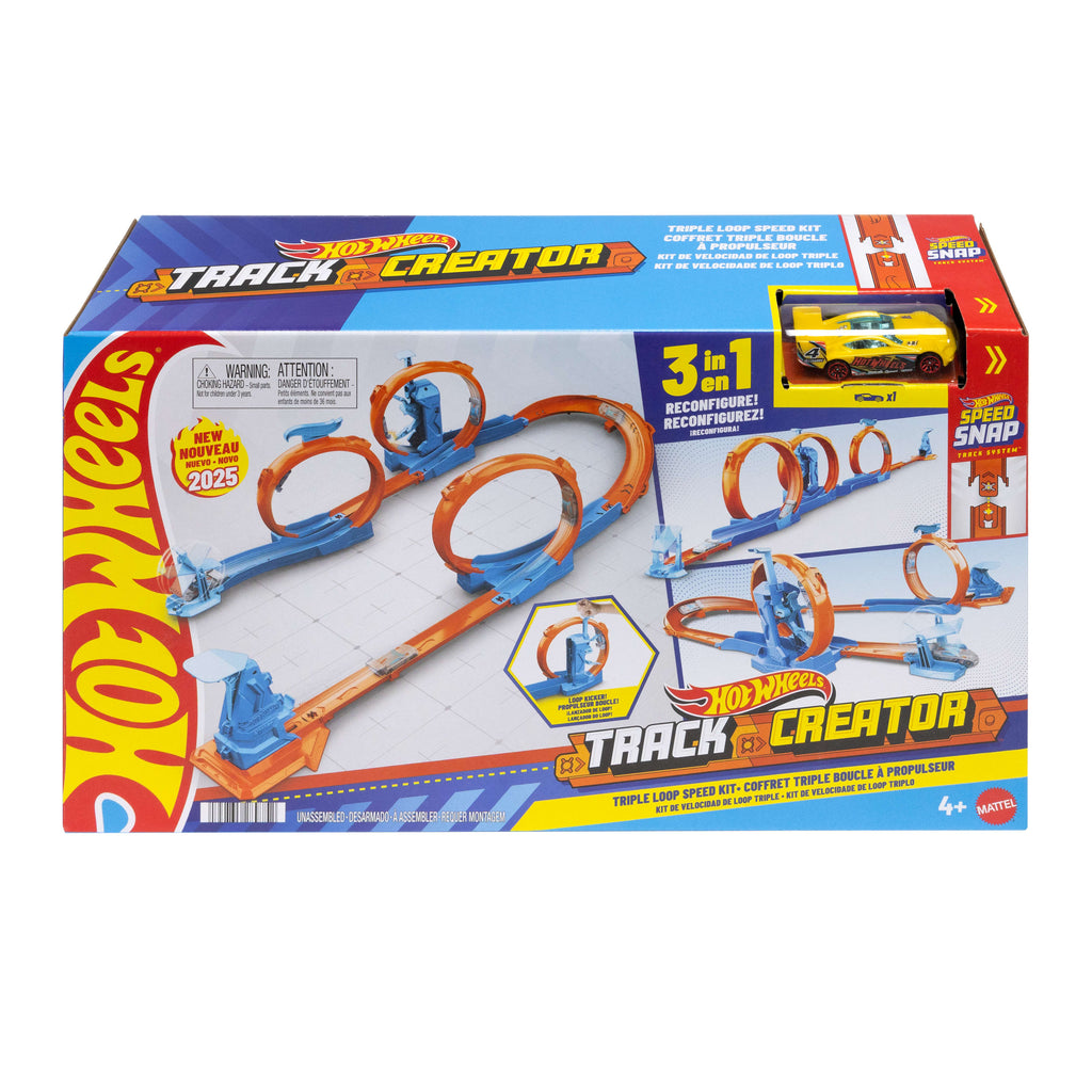 Hot Wheels Track Creator Üçlü Çember Paketi, 1:64 ölçekli oyuncak araba içeren pist oluşturma seti