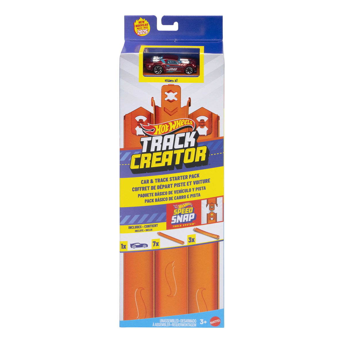 Hot Wheels Track Creator Araba ve Pist Paketi, 1:64 ölçekli oyuncak araç ve 3 metrelik kolayca birleştirilebilen pist