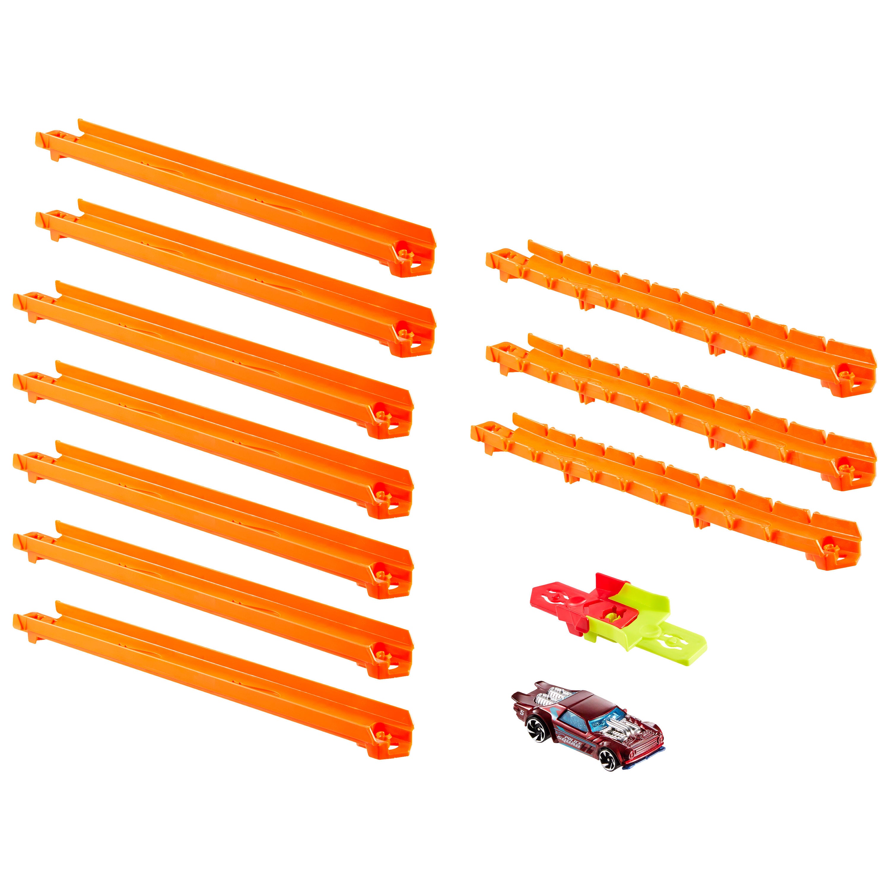 Hot Wheels Track Creator Araba ve Pist Paketi, 1:64 ölçekli oyuncak araç ve 3 metrelik kolayca birleştirilebilen pist