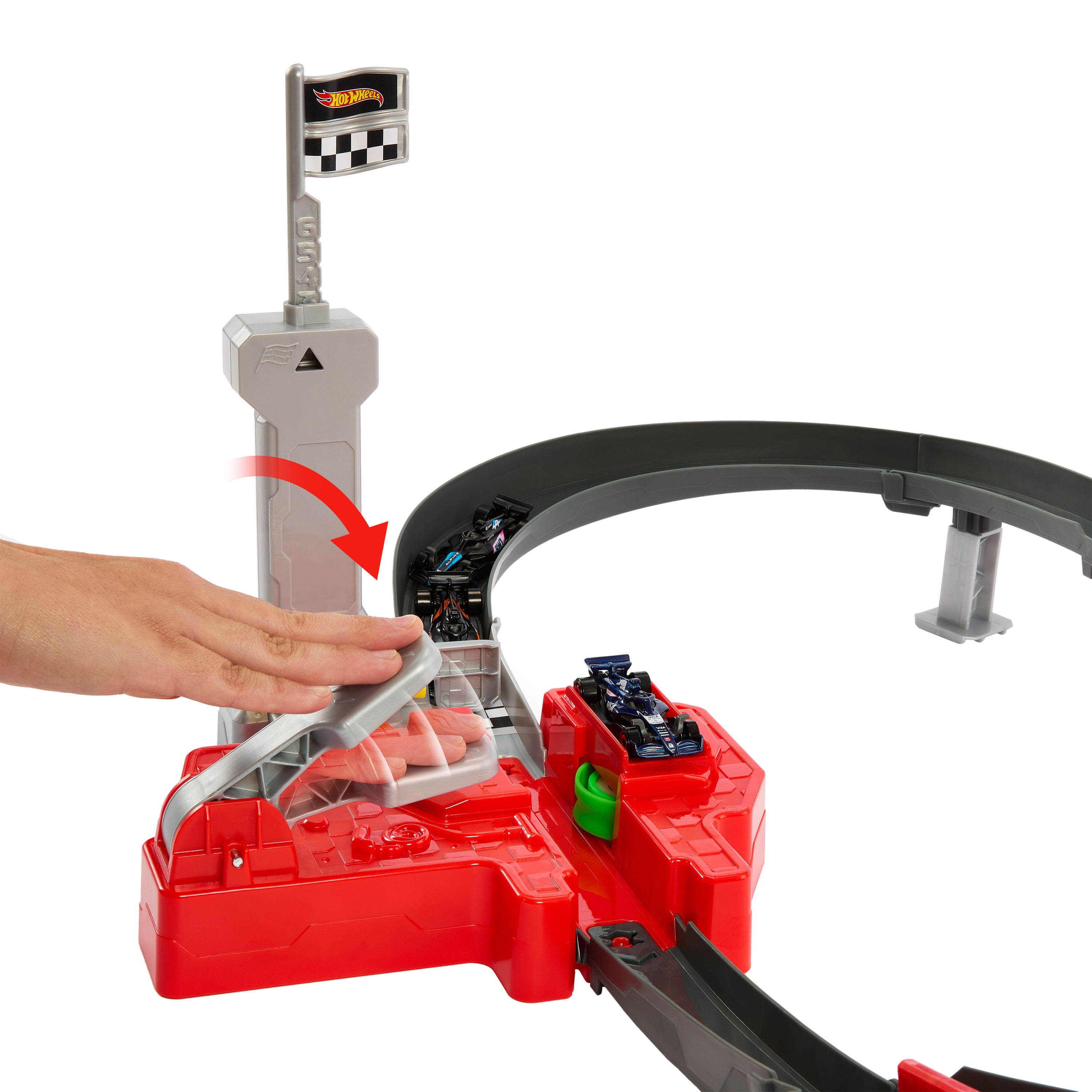 Hot Wheels F1 Yarış Pisti Seti – 3 Adet 1:64 Ölçekli Metal Araba (McLaren, Alpine, VCARB) – JDY15