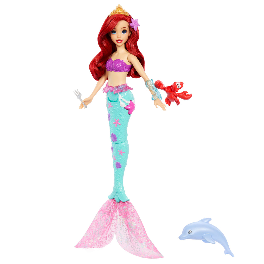 Disney Prensesi Okyanustaki Dostlarım Ariel yüzen deniz kızı bebek, su püskürten oyuncak, figür ve 4 aksesuar