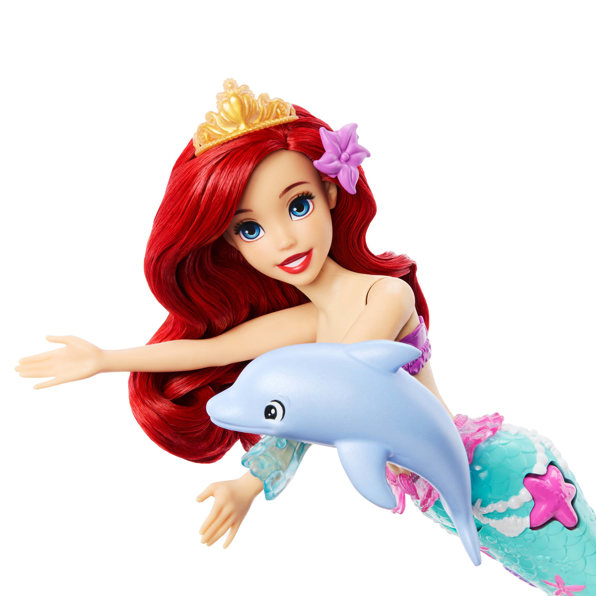 Disney Prensesi Okyanustaki Dostlarım Ariel yüzen deniz kızı bebek, su püskürten oyuncak, figür ve 4 aksesuar
