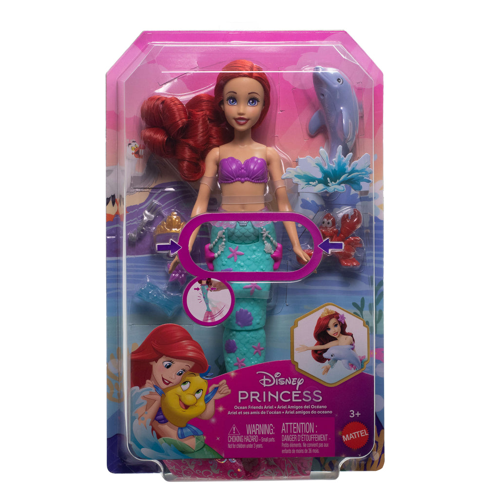 Disney Prensesi Okyanustaki Dostlarım Ariel yüzen deniz kızı bebek, su püskürten oyuncak, figür ve 4 aksesuar