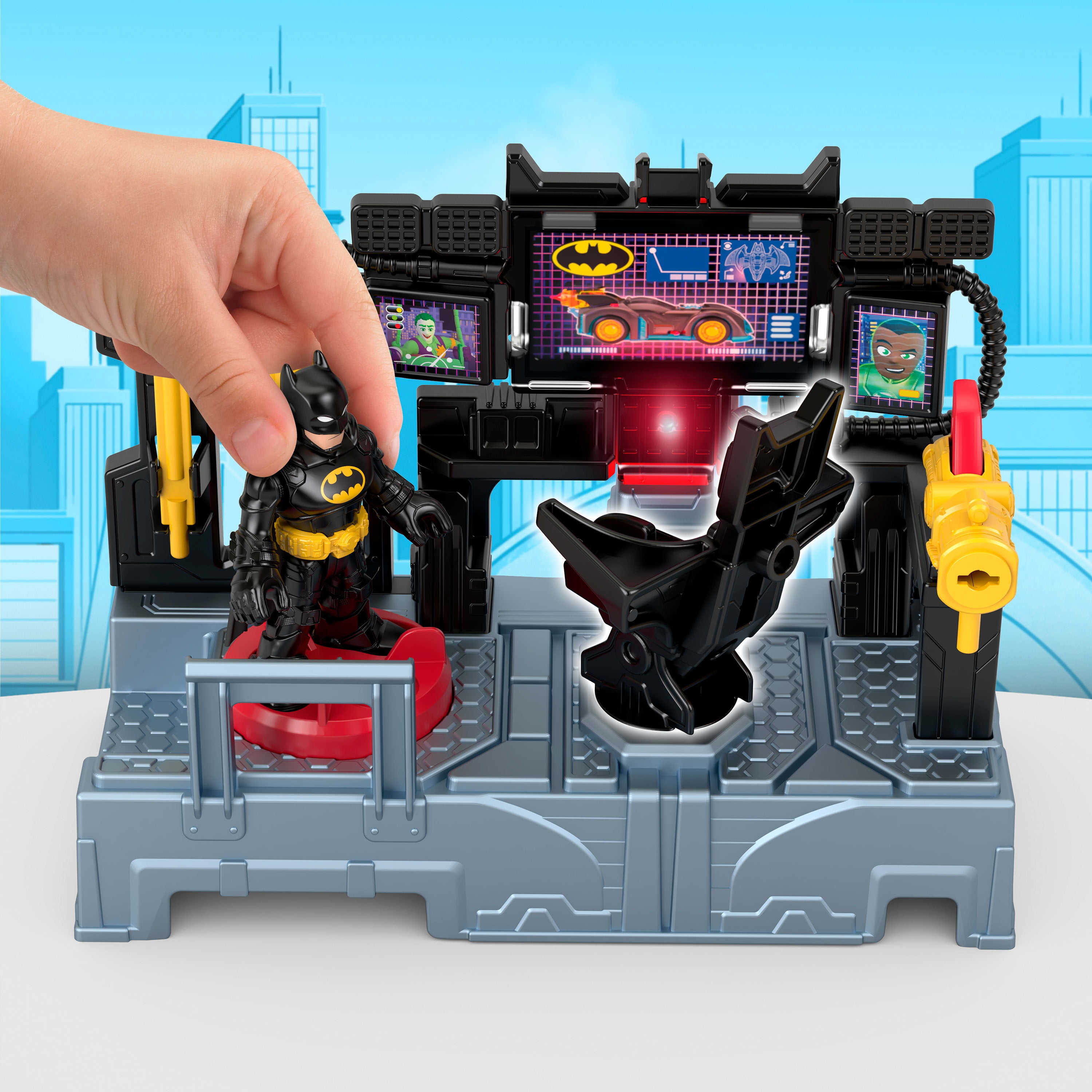 Imaginext DC Super Friends Bat Komuta Merkezi, ışıklı oyun seti ve Batman figürü