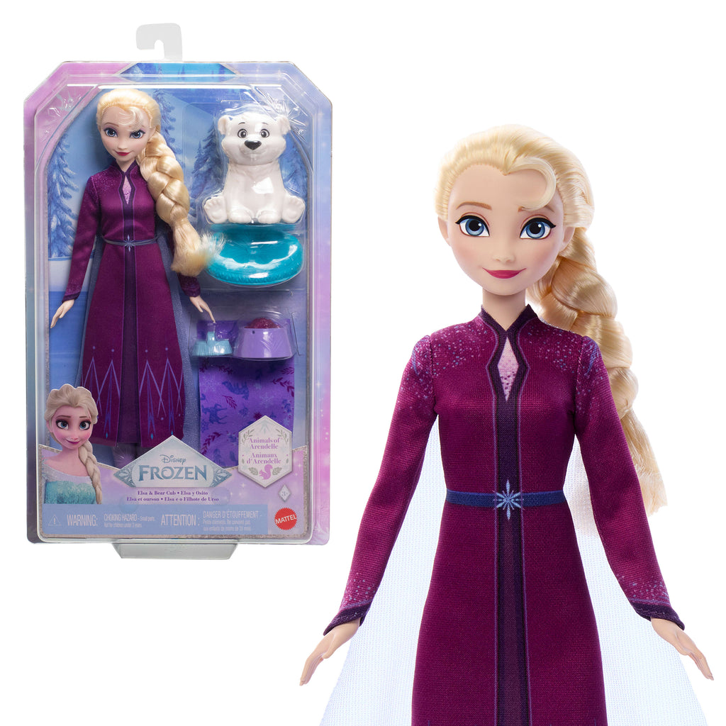 Disney Karlar Ülkesi Elsa bebek ve yavru kutup ayısı figürü, bakıma yönelik 4 aksesuar