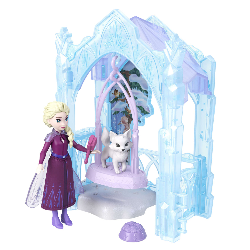 Disney Karlar Ülkesi Hikaye Alanları Elsa küçük bebek ve Sevimli Hayvan Dostları oyun seti, tilki ve kuş figürleri