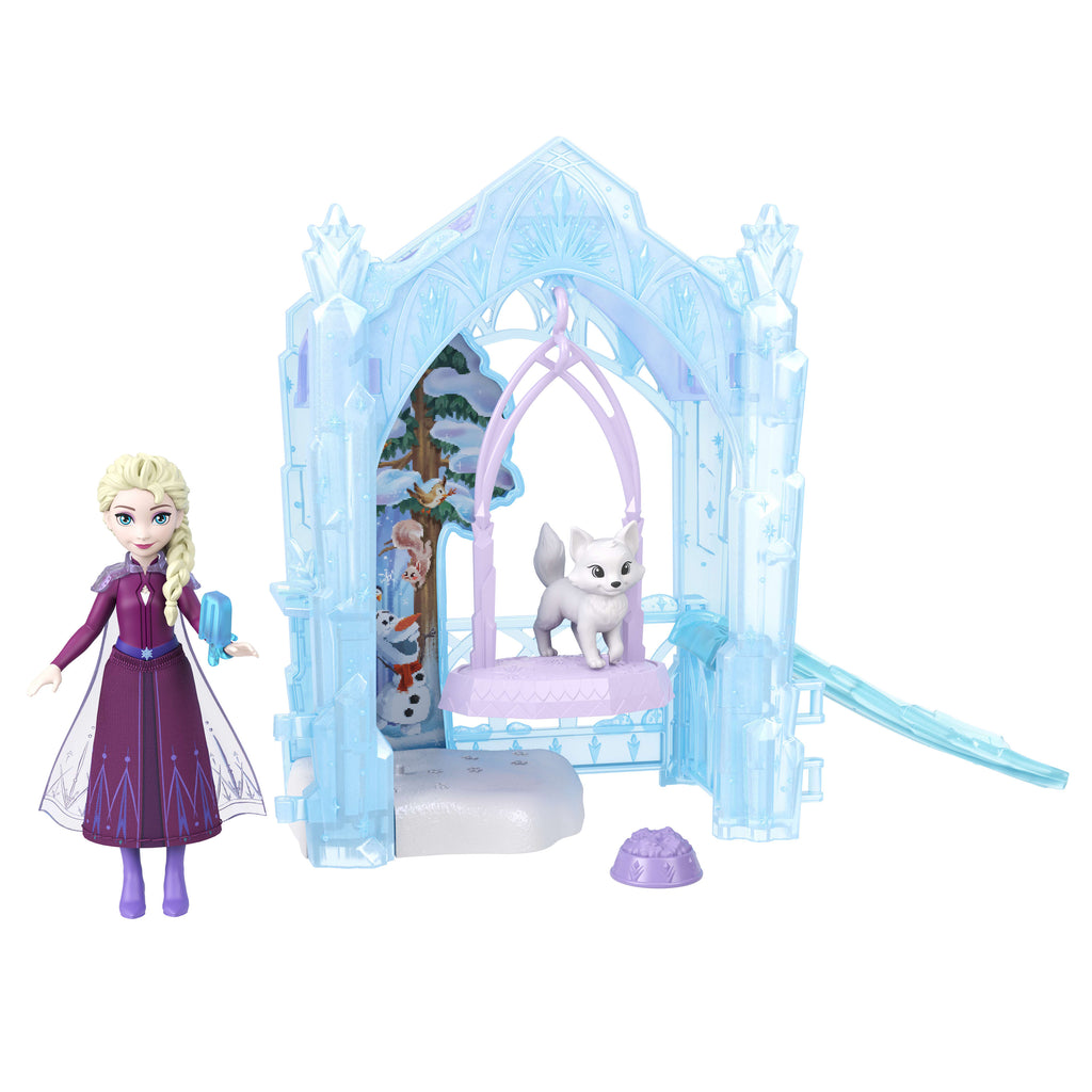 Disney Karlar Ülkesi Hikaye Alanları Elsa küçük bebek ve Sevimli Hayvan Dostları oyun seti, tilki ve kuş figürleri