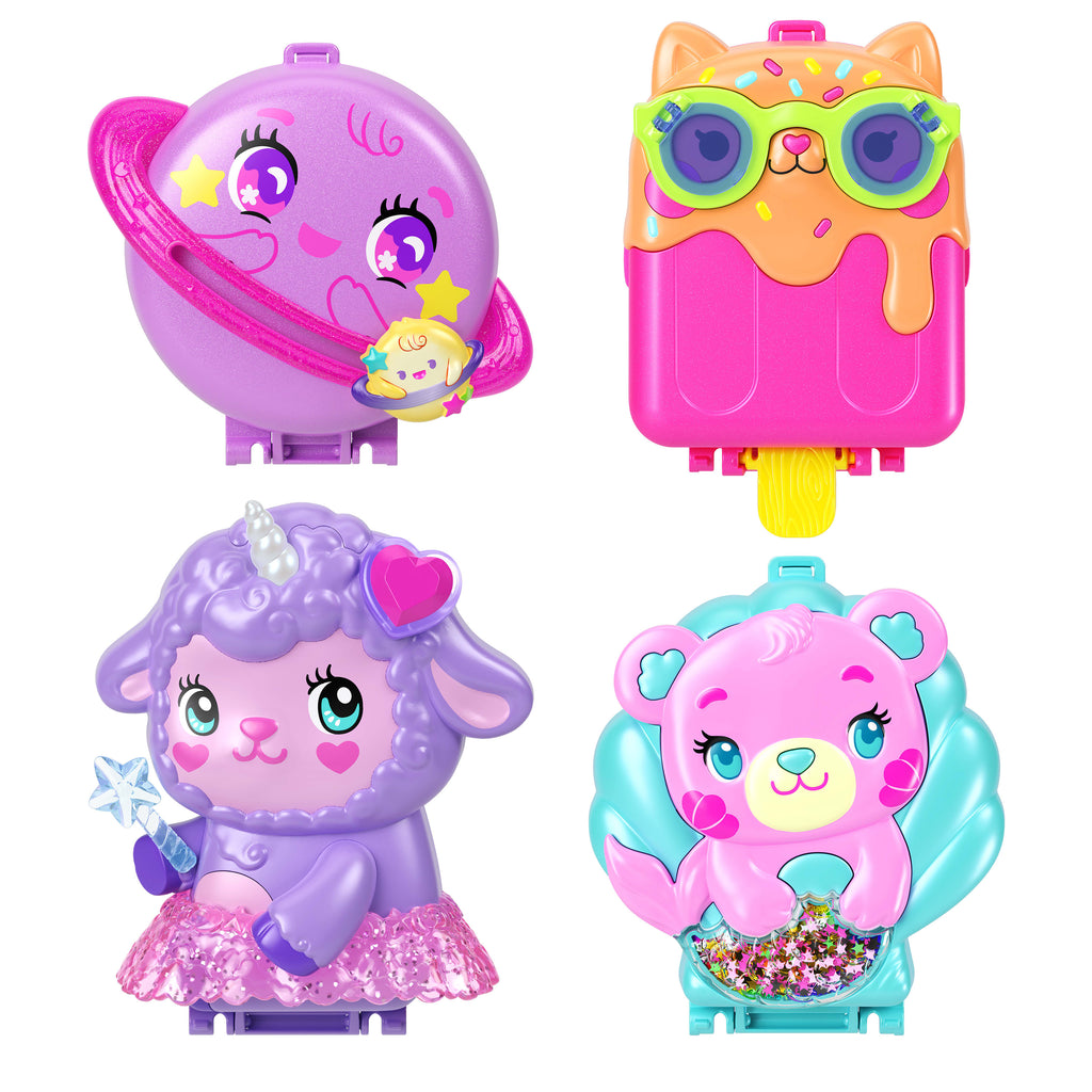 Polly Pocket mini oyun setleri, bebek, evcil hayvan ve aksesuarlar, sürprizlerle dolu mini seyahat oyuncakları