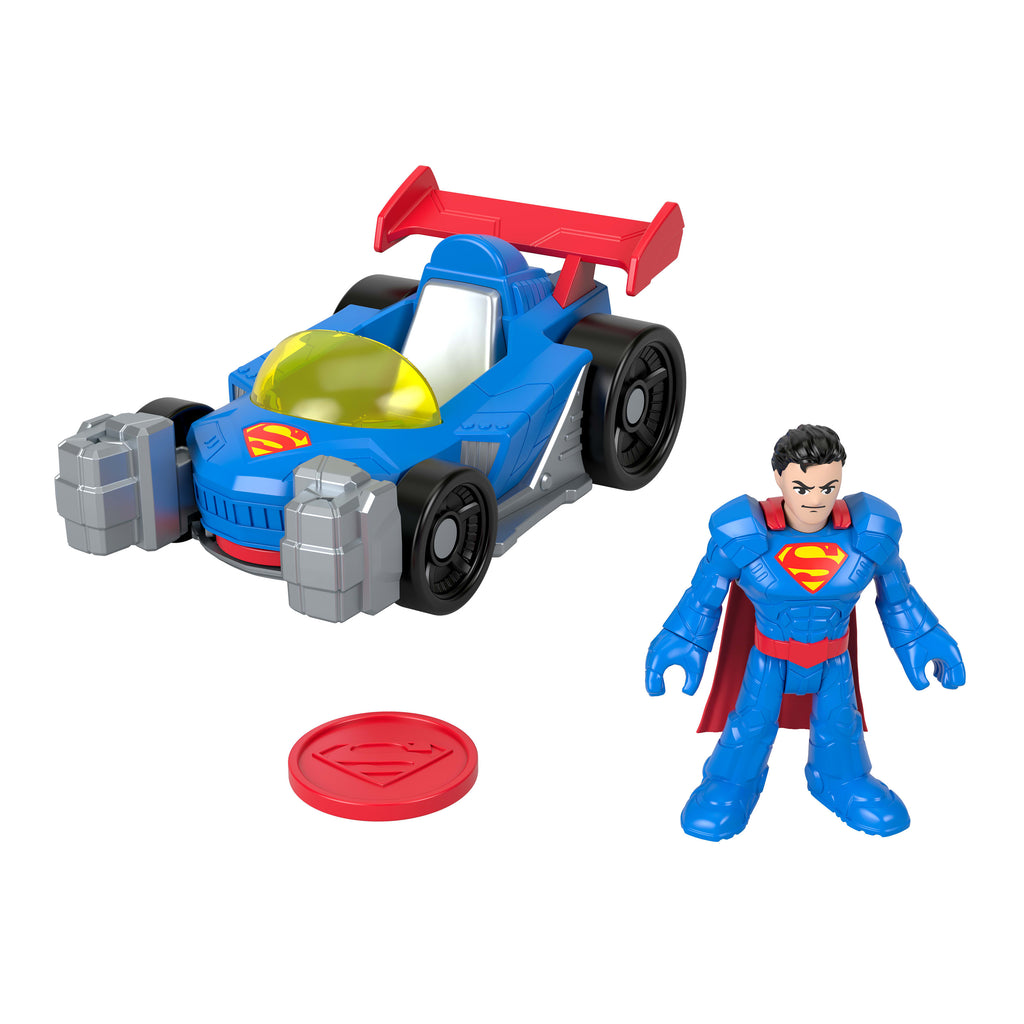 Fisher-Price Imaginext DC Super Friends Metal Force Supermobile oyuncak araba ve Superman aksiyon figürü seti