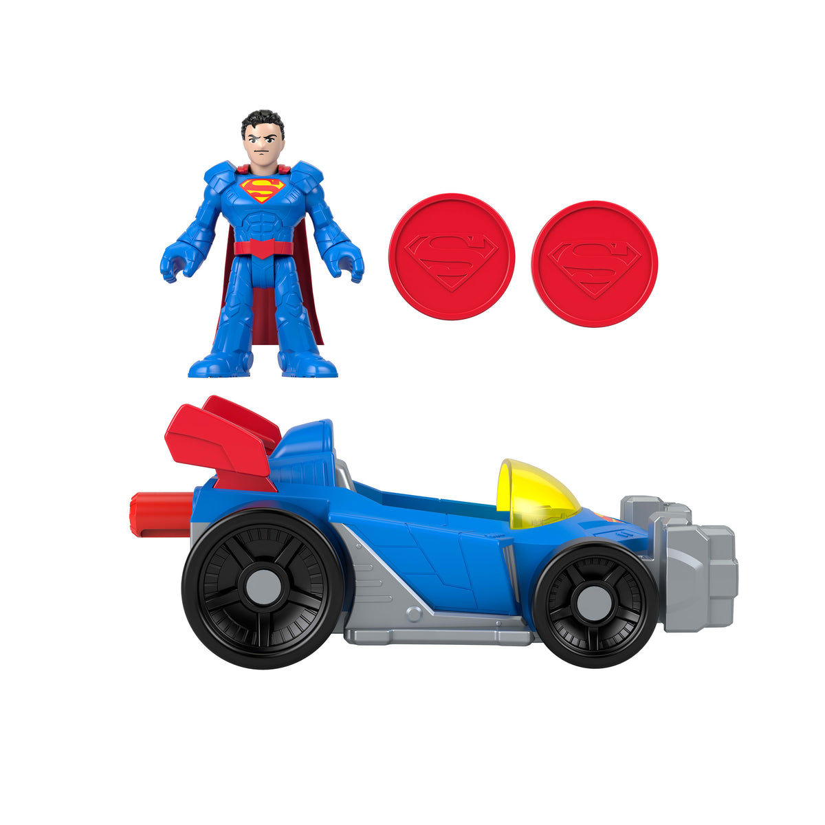 Fisher-Price Imaginext DC Super Friends Metal Force Supermobile oyuncak araba ve Superman aksiyon figürü seti