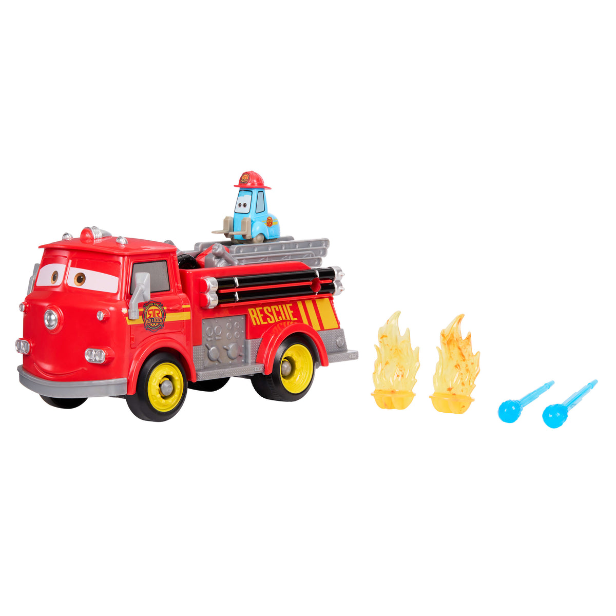 Disney ve Pixar Cars Radyatör Kasabası Hızlı Kahramanlar İtfaiyeci Red ve Guido figürleri ile aksesuarlar