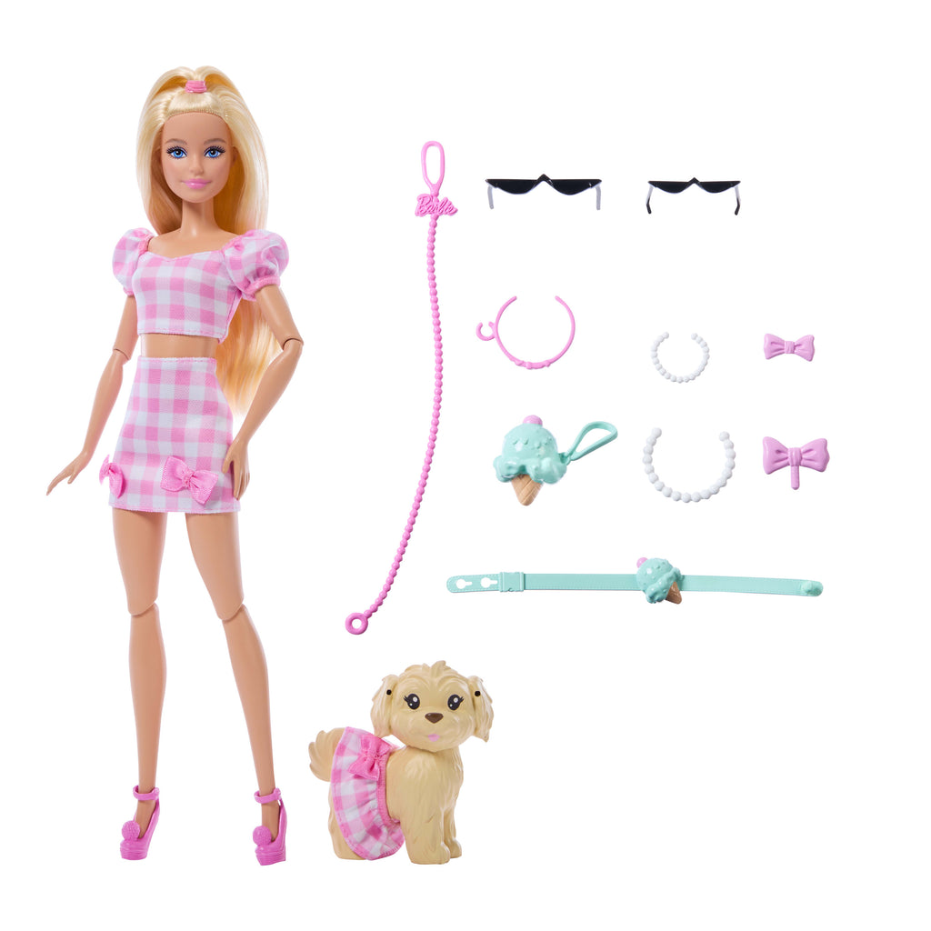 Barbie Twinning Looks Sarışın Bebek ve Köpeği (Pembe)