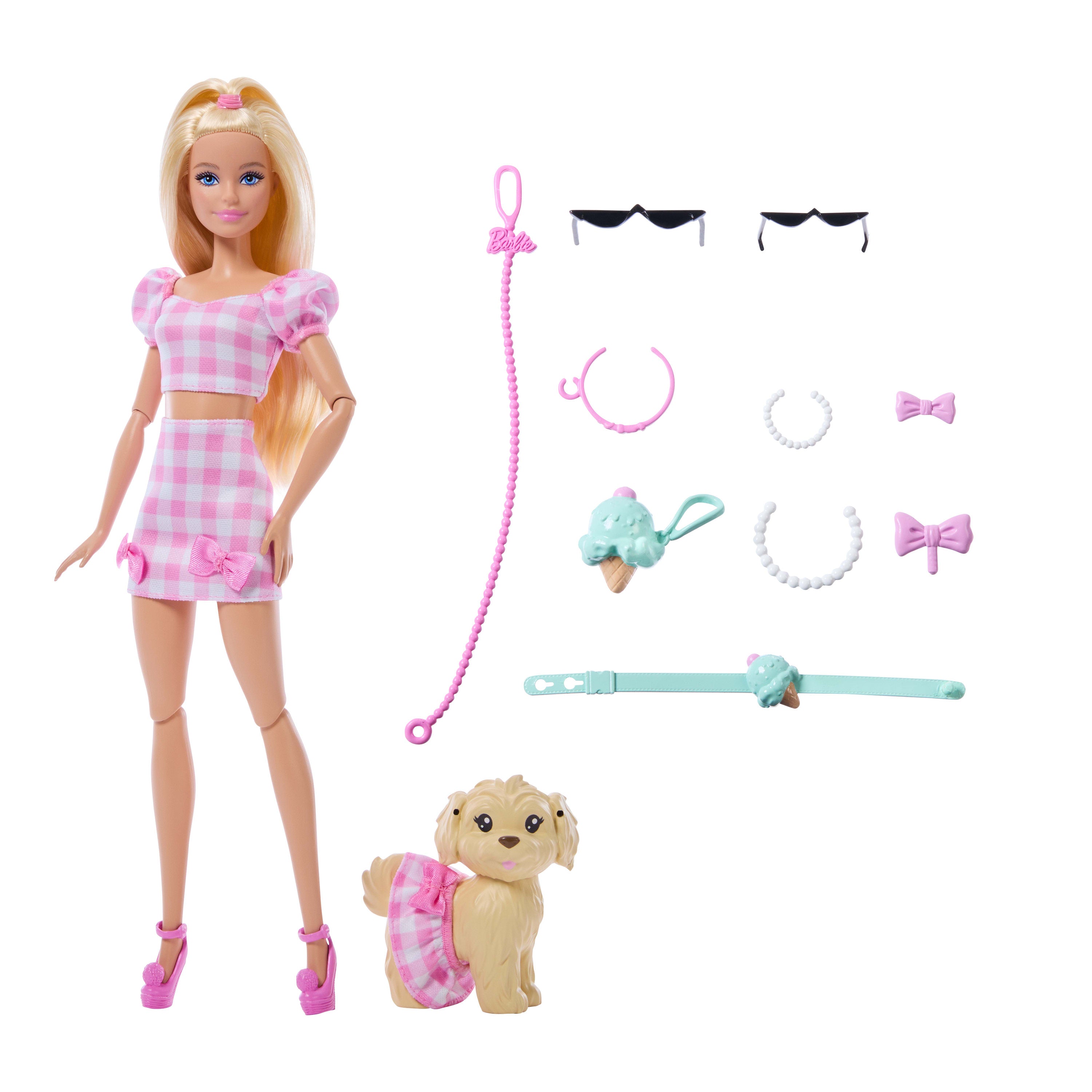 Barbie Twinning Looks Sarışın Bebek ve Köpeği (Pembe)