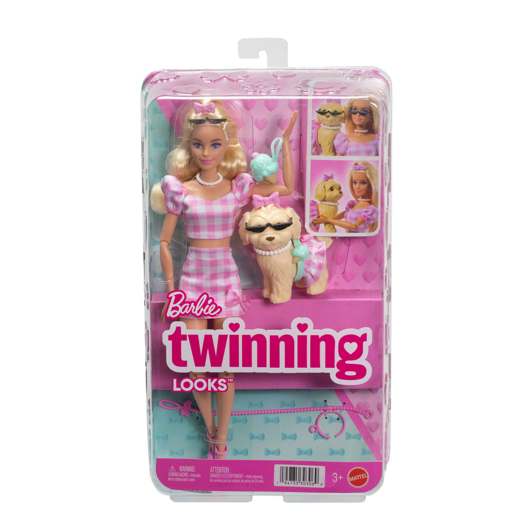 Barbie Twinning Looks Sarışın Bebek ve Köpeği (Pembe)